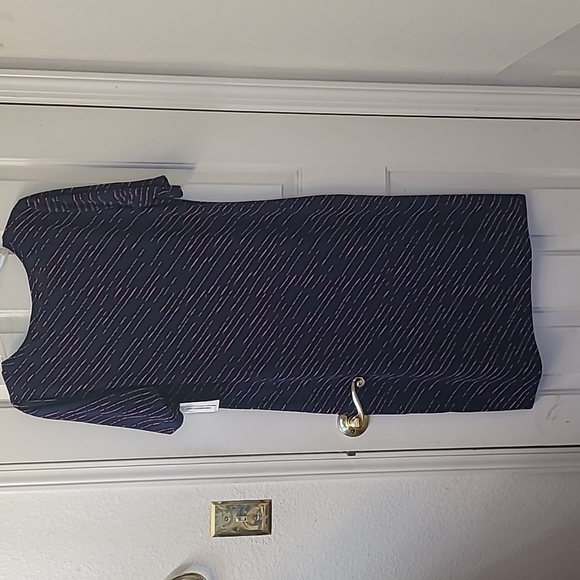 LulaRoe Julia Dress, Navy with Orange/Copper stripes sz 2X, NWT - Picture 2 of 5
